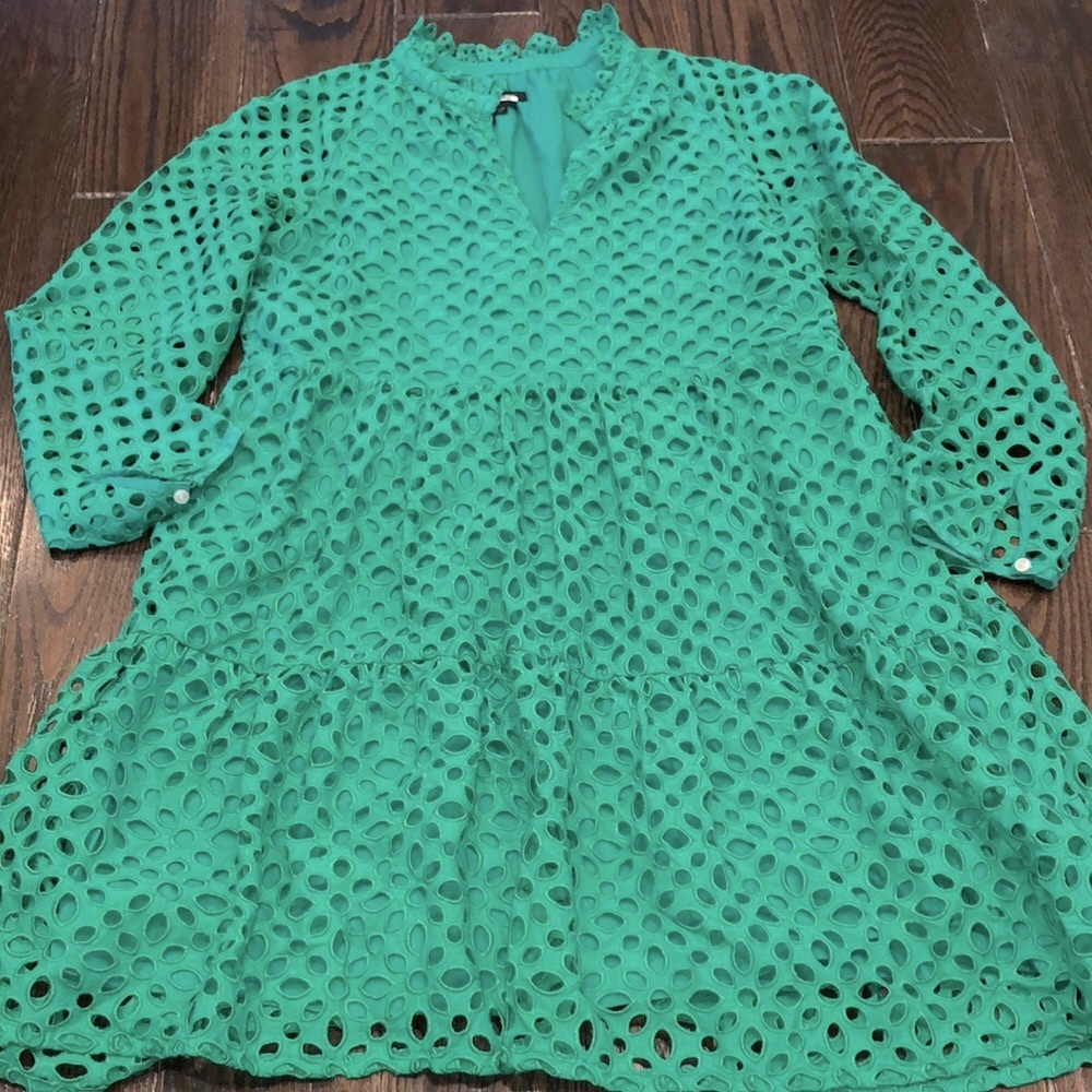 J crew Kelly green eyelet dress size medium